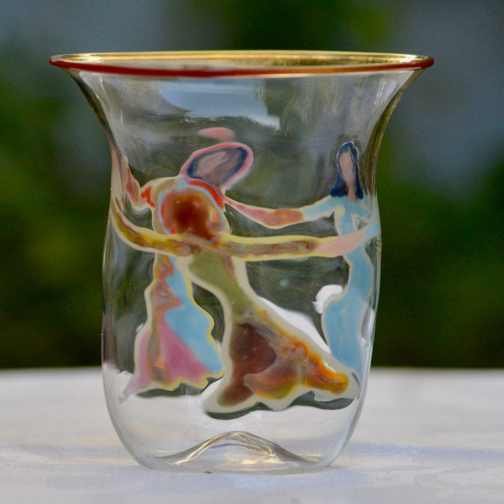 Glass (Kiddush) Cups with Unique Hand-drawn images