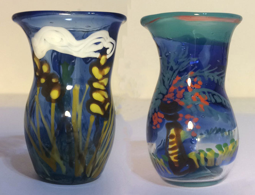 Glass (Kiddush) Cups with Unique Hand-drawn images