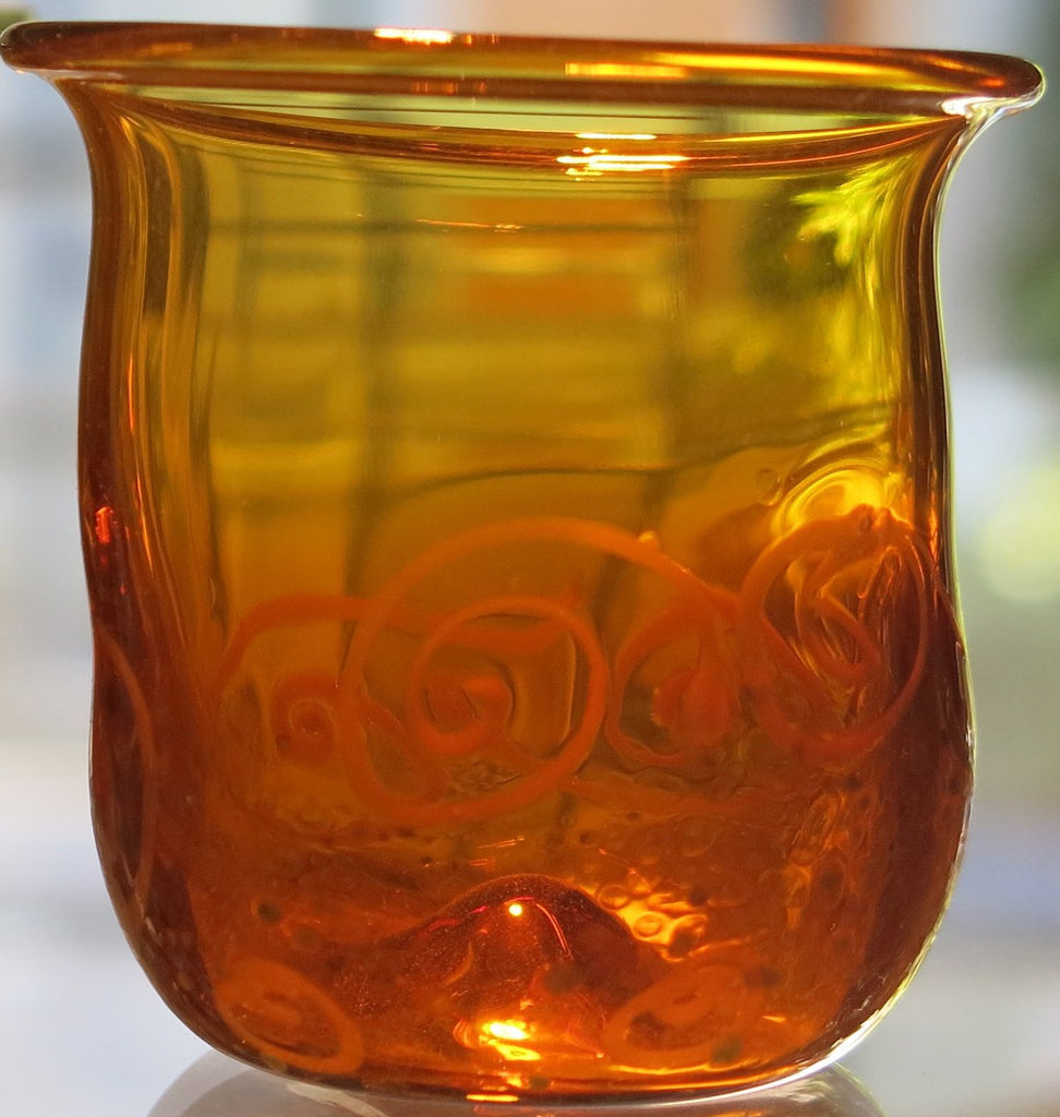 Amber hand made glass cup