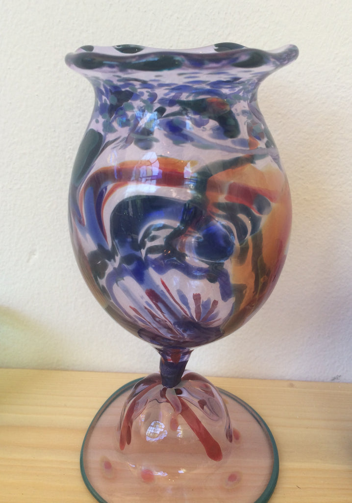 Beautiful hand made glass goblets, available in a variety of colors and designs.
