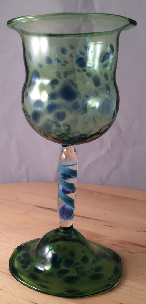 Beautiful hand made glass goblets, available in a variety of colors and designs.