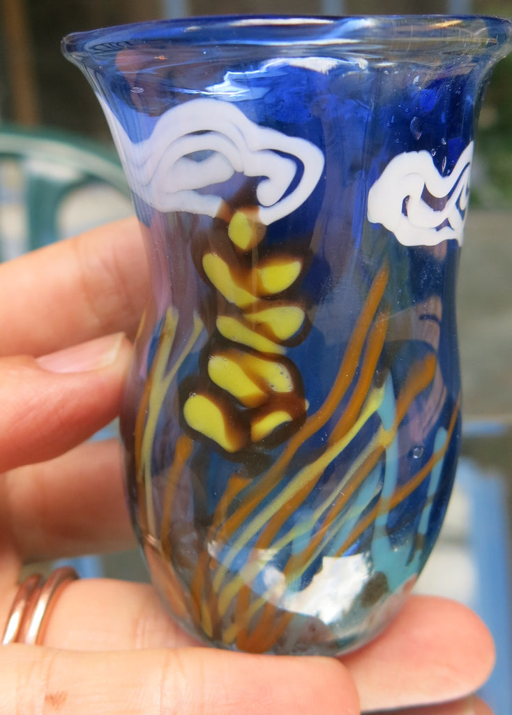 Glass (Kiddush) Cups with Unique Hand-drawn images